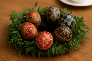 Pêssanka em Guirlandas e Centros de Mesa Como Combinar